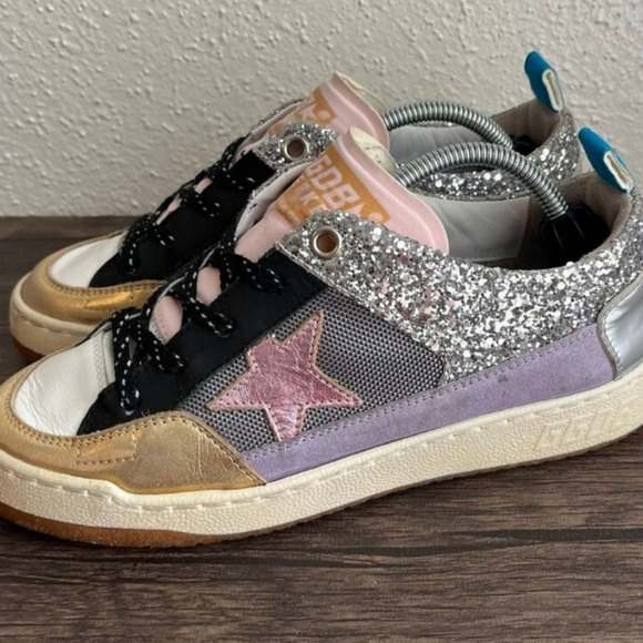 Golden Goose HTF Glitter Gold Lavender and Black Sneakers Size 8 - Picture 8 of 15